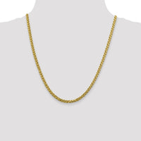 14K Yellow Gold 22" Semi-Solid Diamond-Cut Wheat Chain with Lobster Clasp - 3.7mm Width by Oro Pregiato
