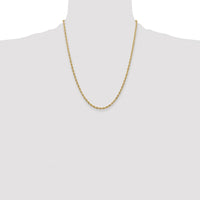 14K Yellow Gold 22" Semi-Solid Rope Chain Necklace with Lobster Clasp - 3mm Width by Oro Pregiato