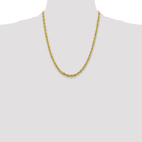 14K Yellow Gold 22" Semi-Solid Rope Chain Necklace with Polished Finish - 4.25mm by Oro Pregiato