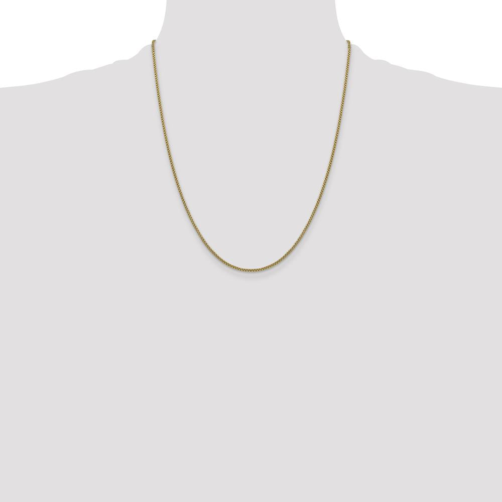 14K Yellow Gold 22" Semi-Solid Round Box Chain Necklace with Lobster Clasp - 1.5mm Width by Oro Pregiato
