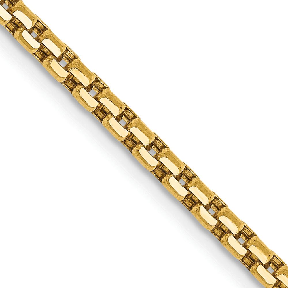 14K Yellow Gold 22" Semi-Solid Round Box Chain with Lobster Clasp - 2.45mm Width by IBGoodman