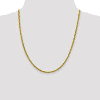14K Yellow Gold 22" Semi-Solid Wheat Chain Necklace - 3.45mm Width by Oro Pregiato