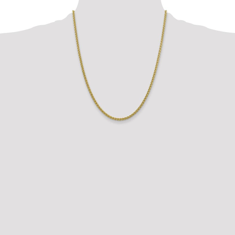 14K Yellow Gold 22" Semi-Solid Wheat Chain Necklace with Lobster Clasp - 2.75mm by Oro Pregiato