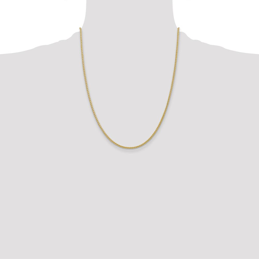 14K Yellow Gold 22" Semi-Solid Wheat Chain Necklace with Lobster Clasp by Oro Pregiato