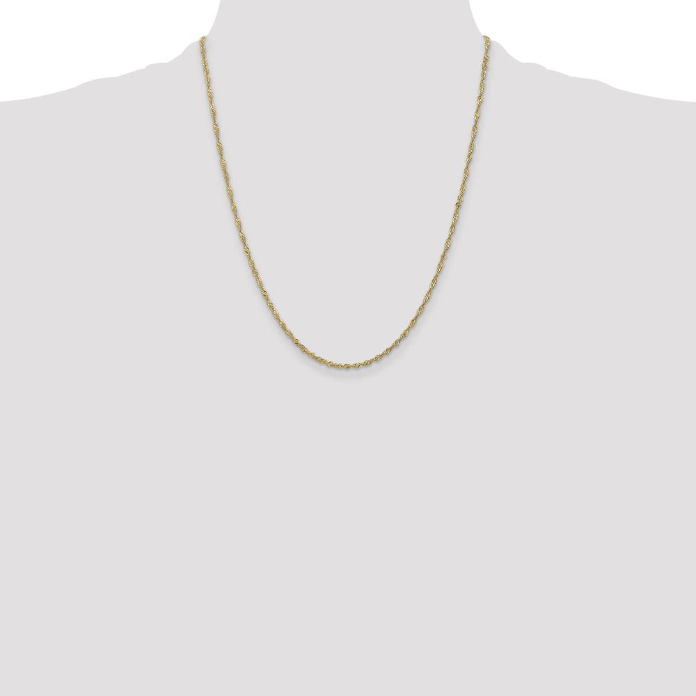 14K Yellow Gold 22" Singapore Chain Necklace with Lobster Clasp by Oro Pregiato