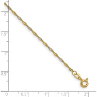 14K Yellow Gold 22" Singapore Chain with Rhodium Accents - 1.4mm Width by Oro Pregiato