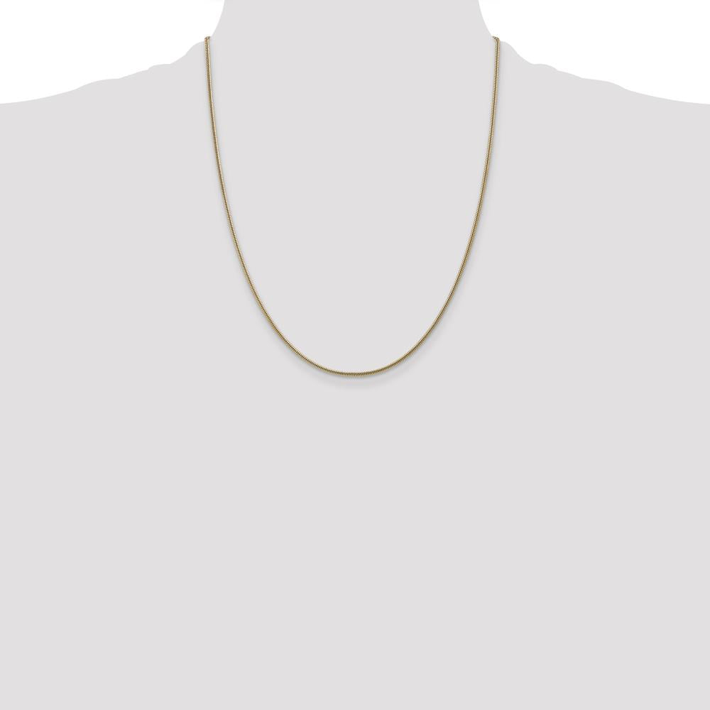 14K Yellow Gold 22" Snake Chain Necklace - 1.6mm with Lobster Clasp by 0