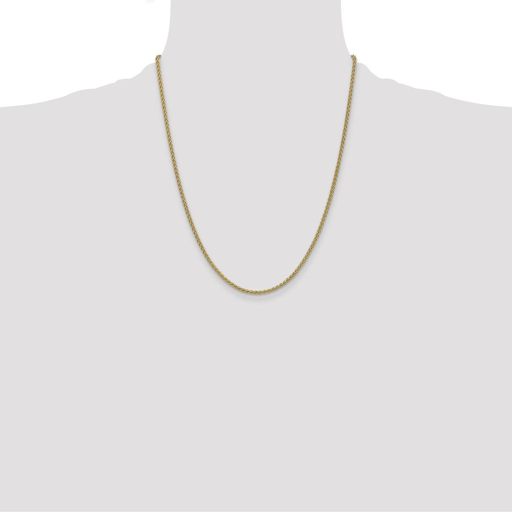 14K Yellow Gold 22" Spiga Chain Necklace with Lobster Clasp - 2.1mm Width by Oro Pregiato