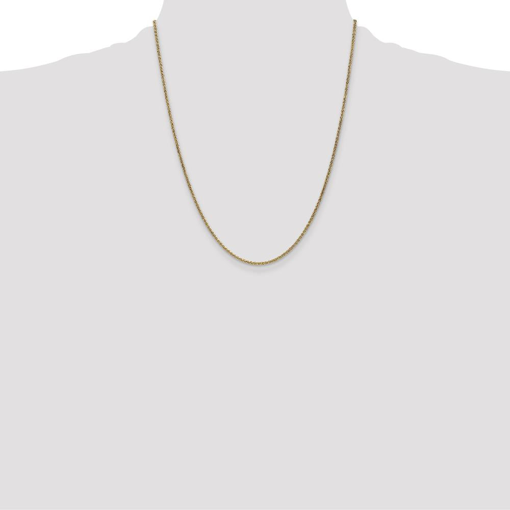 14K Yellow Gold 22" Spiga Wheat Chain Necklace with Lobster Clasp - 1.7mm Width by Oro Pregiato