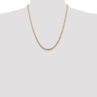 14K Yellow Gold 22" Ultra Diamond-cut Rope Chain - 4mm Width with Lobster Clasp by Oro Pregiato