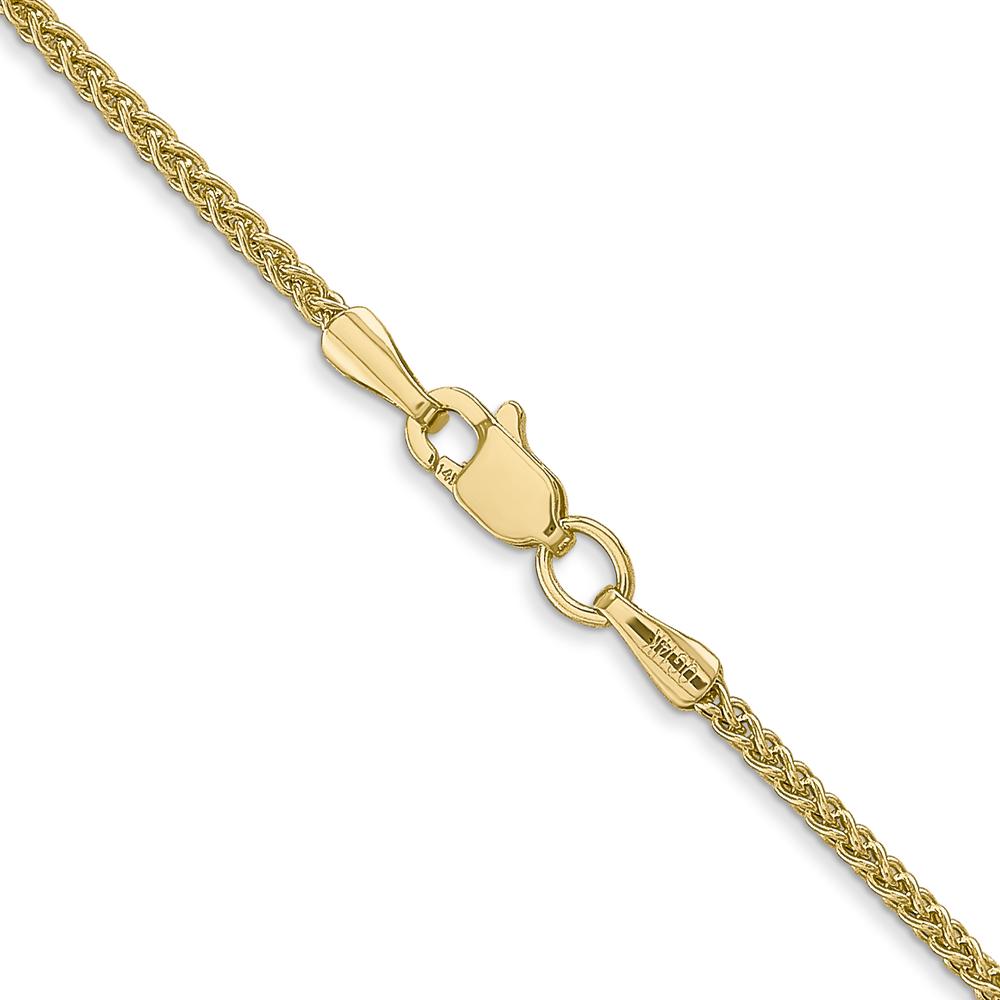 14K Yellow Gold 22" Wheat Chain Necklace - 1.55mm Width with Lobster Clasp by Oro Pregiato