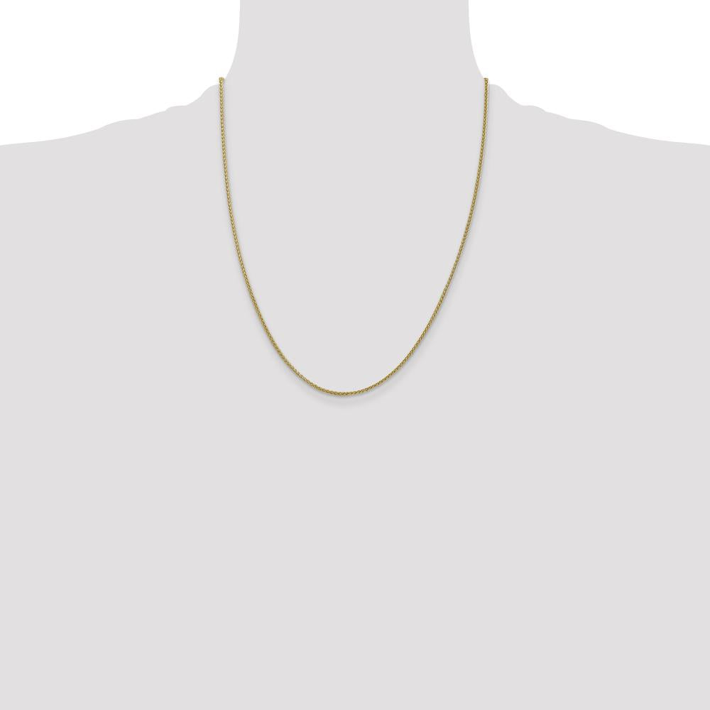 14K Yellow Gold 22" Wheat Chain Necklace - 1.55mm Width with Lobster Clasp by Oro Pregiato