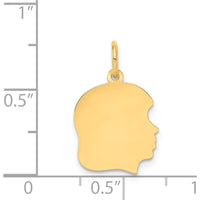 14K Yellow Gold 22mm Engravable Girl Head Charm with Polished Finish by Oro Pregiato
