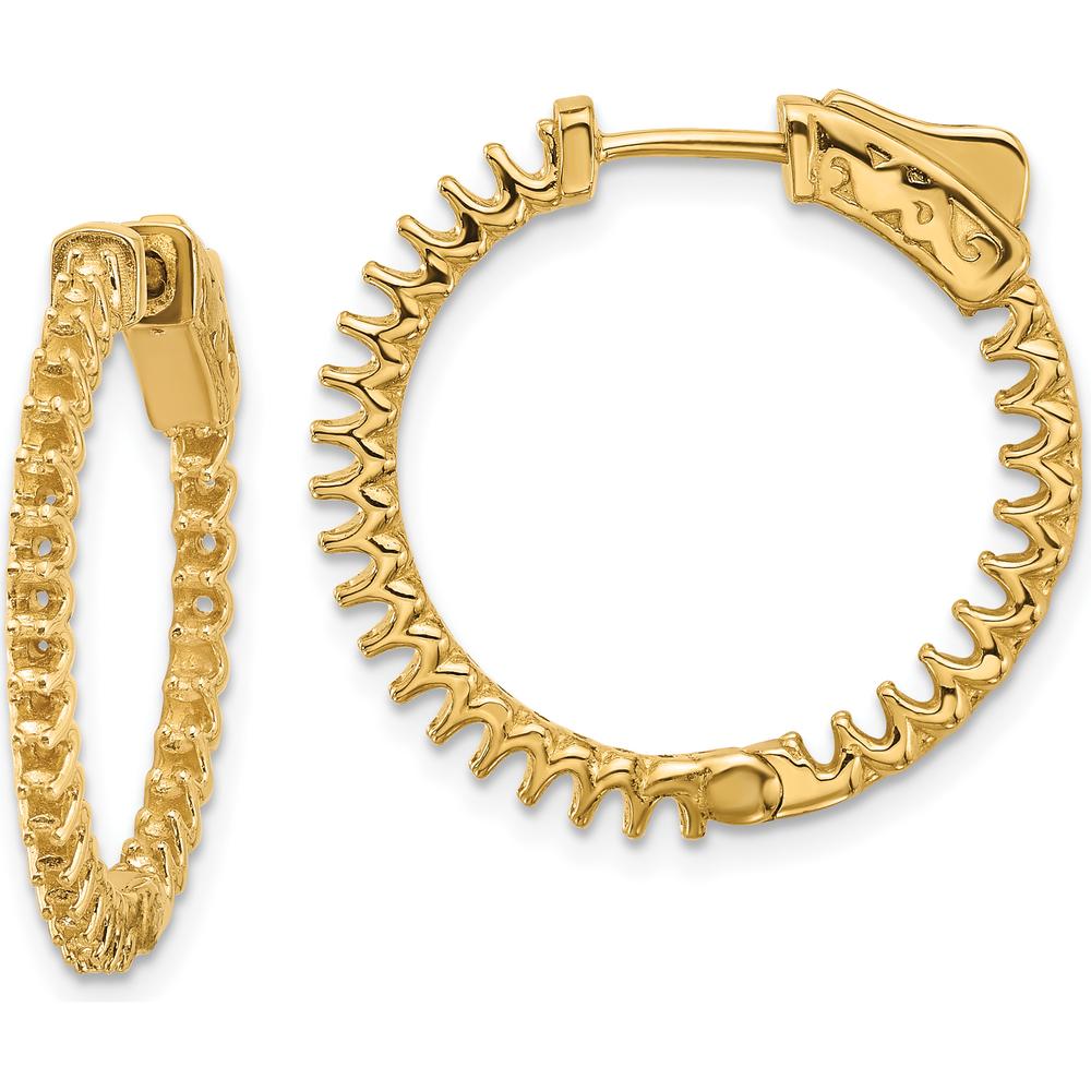 14K Yellow Gold 22mm In/Out Hoop Earrings with Safety Clasp - 1.12 Carat Total Weight by Oro Pregiato
