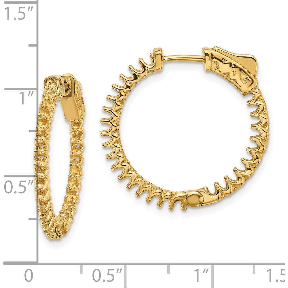 14K Yellow Gold 22mm In/Out Hoop Earrings with Safety Clasp - 1.12 Carat Total Weight by Oro Pregiato