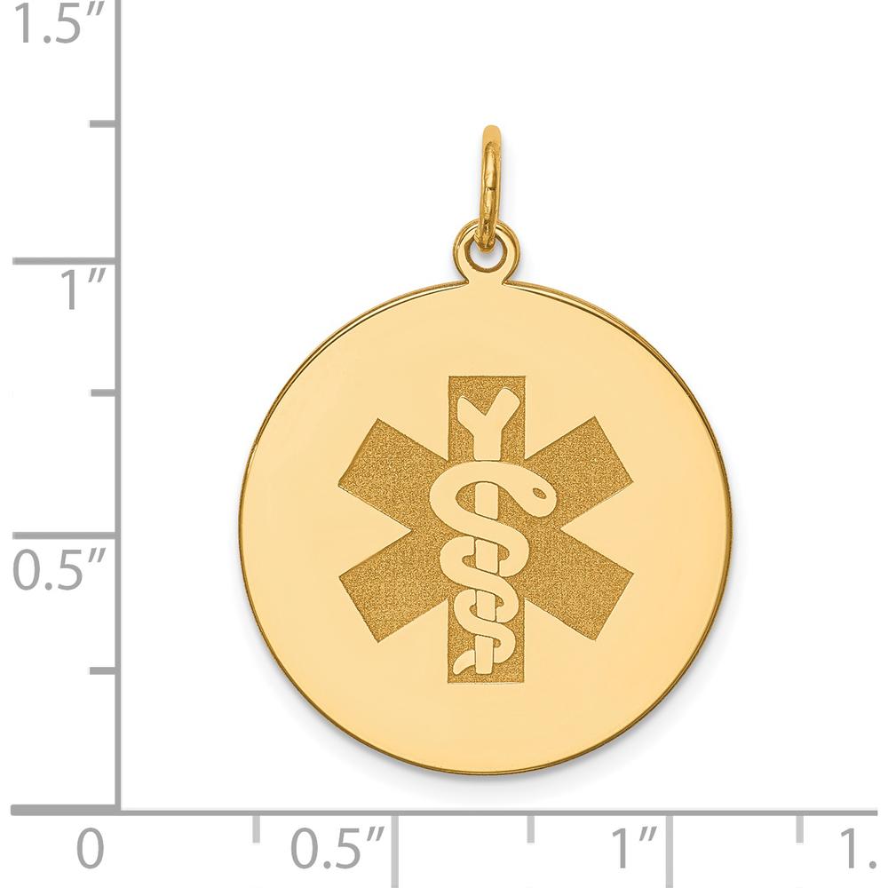 14K Yellow Gold 22mm Medical Alert Pendant with Polished Finish by Oro Pregiato