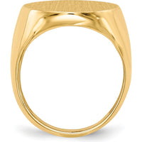 14K Yellow Gold 22mm Men's Signet Ring with Satin Finish - Engravable, Size 8-12 by 0