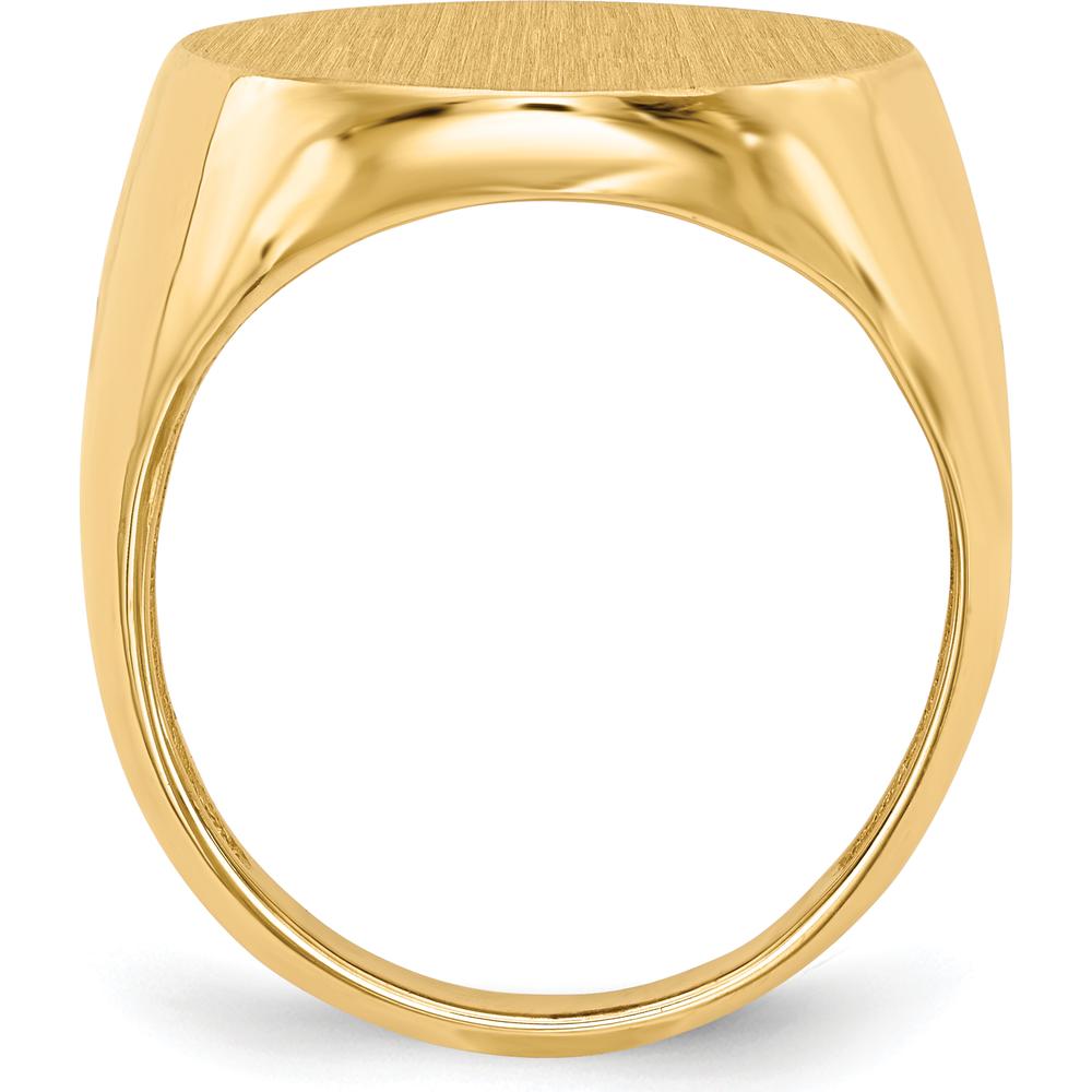 14K Yellow Gold 22mm Men's Signet Ring with Satin Finish - Engravable, Size 8-12 by 0