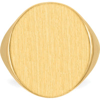 14K Yellow Gold 22mm Men's Signet Ring with Satin Finish - Engravable, Size 8-12 by 0