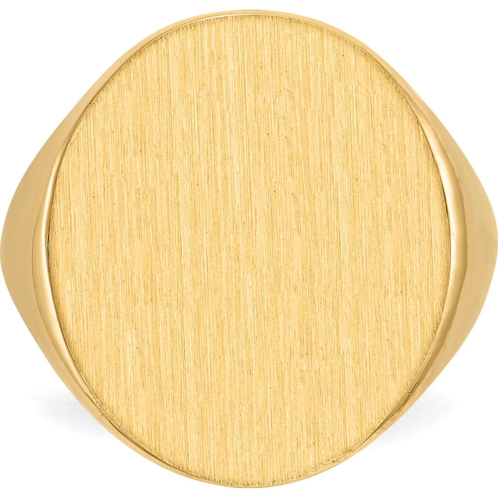 14K Yellow Gold 22mm Men's Signet Ring with Satin Finish - Engravable, Size 8-12 by 0