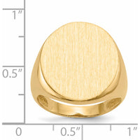 14K Yellow Gold 22mm Men's Signet Ring with Satin Finish - Engravable, Size 8-12 by 0