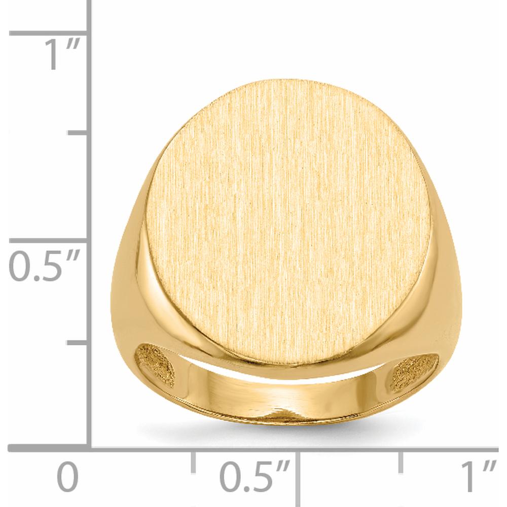 14K Yellow Gold 22mm Men's Signet Ring with Satin Finish - Engravable, Size 8-12 by 0