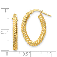 14K Yellow Gold 22mm Small Textured Twisted Oval Hoop Earrings by 0