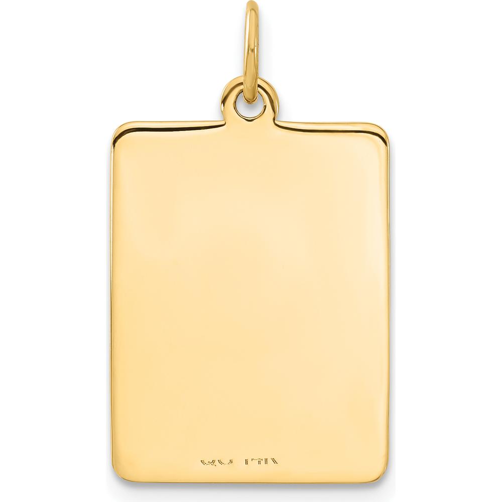 14K Yellow Gold 22x15mm Red Enameled Medical Alert Pendant with Polished Back by Oro Pregiato