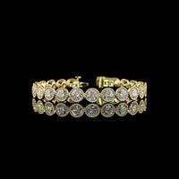 14K Yellow Gold 23-Stone Tennis Bracelet with Bezel Set Round Lab Diamonds - 20.36 Carat Total Weight, E-F Color VS Clarity - Covaloro Fine Jewelry