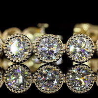 14K Yellow Gold 23-Stone Tennis Bracelet with Bezel Set Round Lab Diamonds - 20.36 Carat Total Weight, E-F Color VS Clarity - Covaloro Fine Jewelry