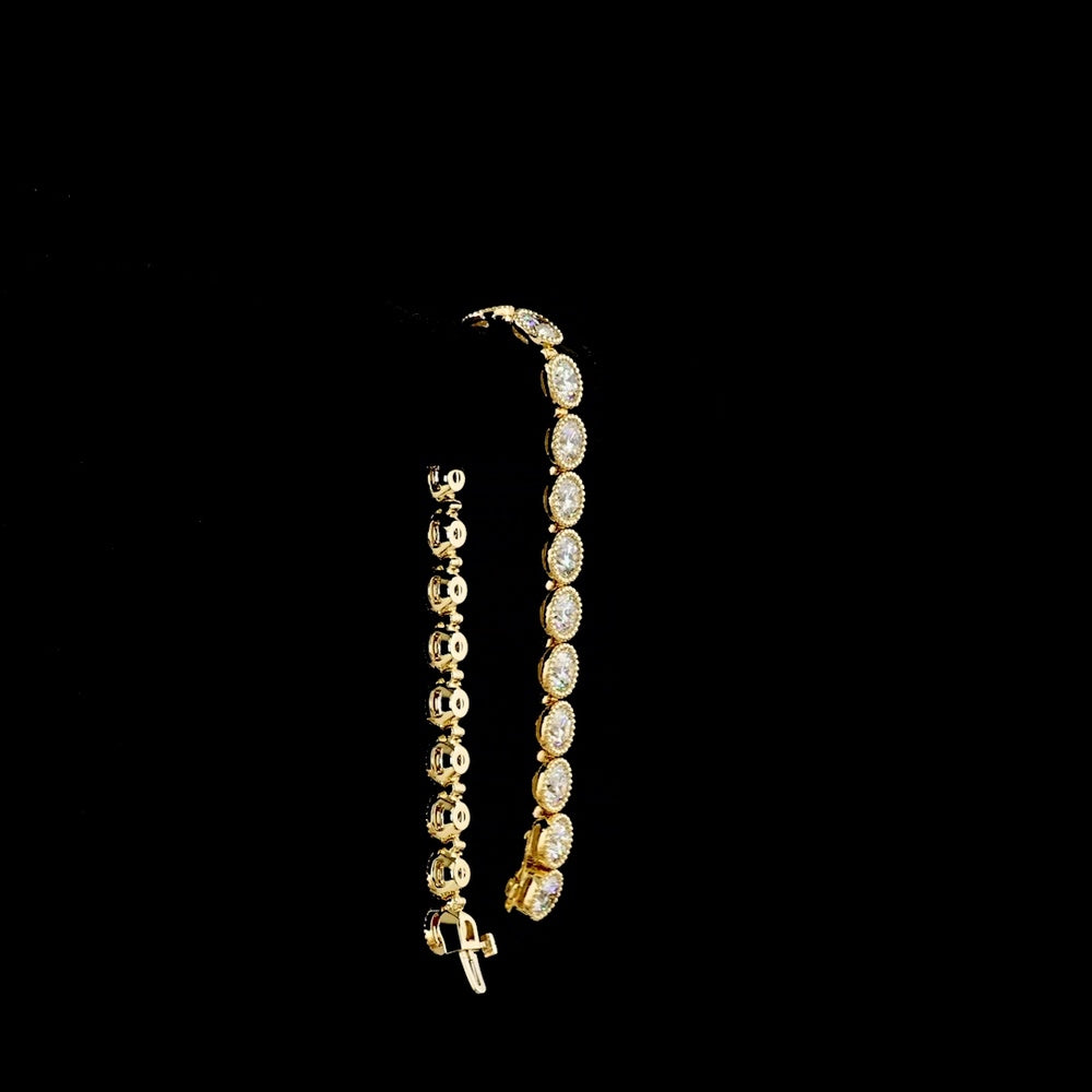 14K Yellow Gold 23-Stone Tennis Bracelet with Bezel Set Round Lab Diamonds - 20.36 Carat Total Weight, E-F Color VS Clarity - Covaloro Fine Jewelry