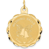14K Yellow Gold 23mm Engravable Wedding Bells Disc Charm by Oro Pregiato