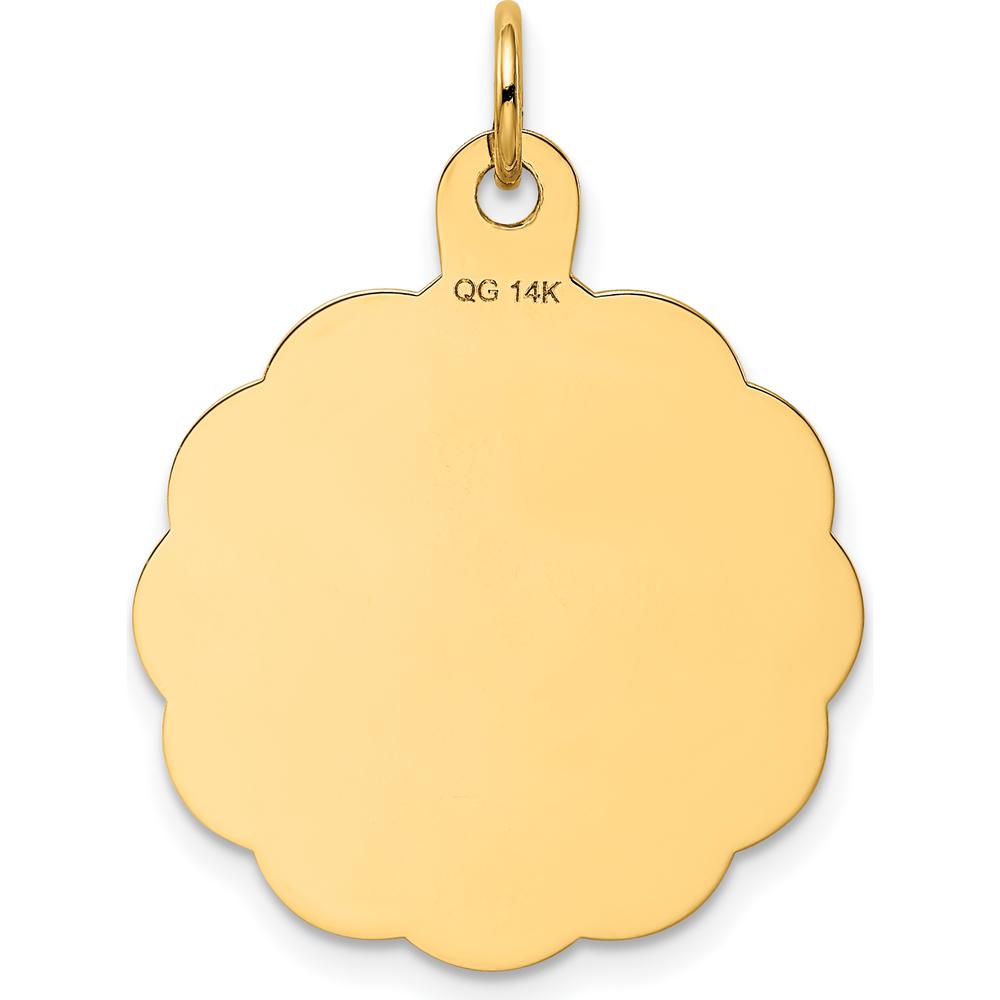 14K Yellow Gold 23mm Engravable Wedding Bells Disc Charm by Oro Pregiato