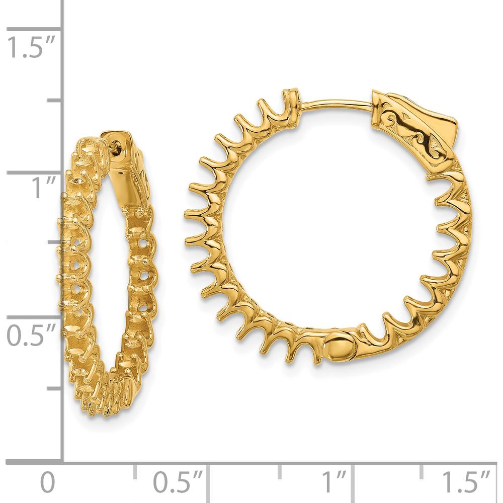 14K Yellow Gold 23mm In/Out Hoop Earrings with Safety Clasp - 2.1 Carat Total Weight by Oro Pregiato