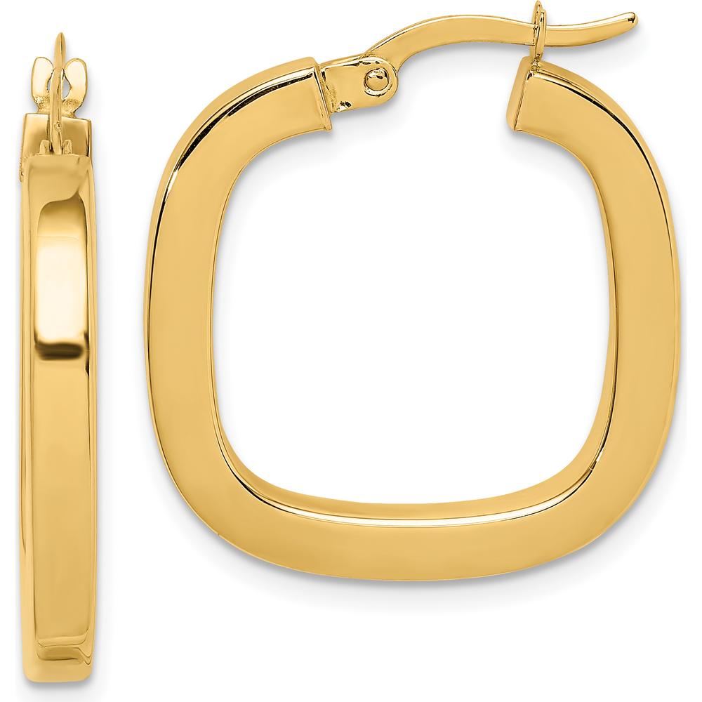 14K Yellow Gold 23mm Square Tube Hollow Hoop Earrings by 0