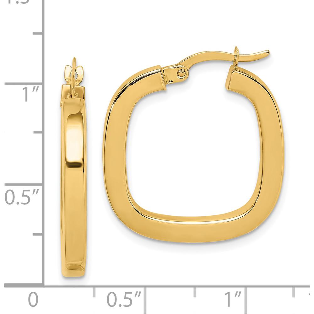 14K Yellow Gold 23mm Square Tube Hollow Hoop Earrings by 0