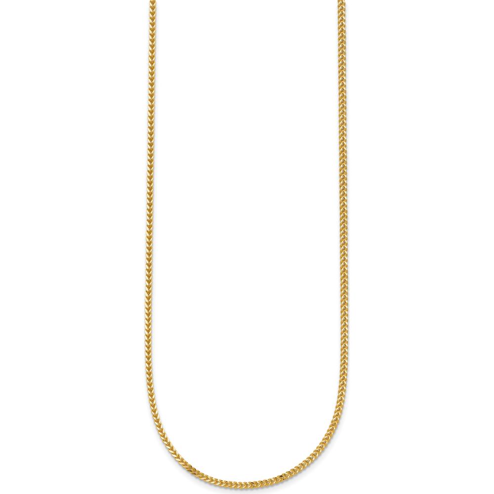 14K Yellow Gold 24" 1.3mm Franco Chain Necklace with Lobster Clasp - Solid Gold, Polished Finish by Oro Pregiato