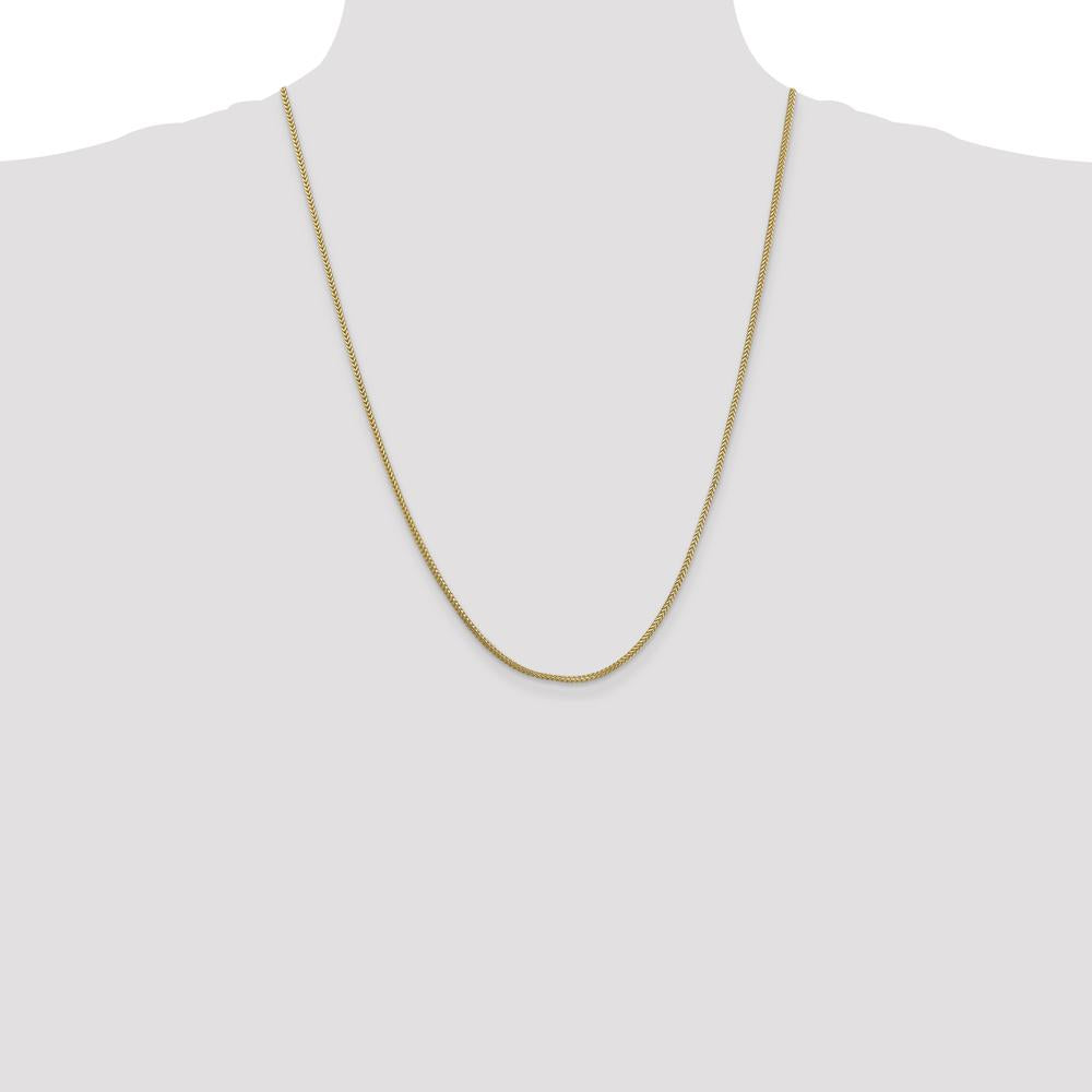 14K Yellow Gold 24" 1.3mm Franco Chain Necklace with Lobster Clasp - Solid Gold, Polished Finish by Oro Pregiato