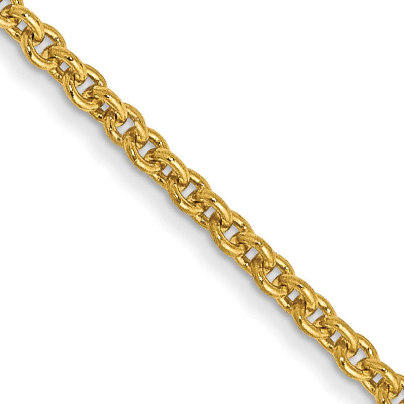 14K Yellow Gold 24" 1.4mm Round Open Link Cable Chain with Lobster Clasp by Oro Pregiato