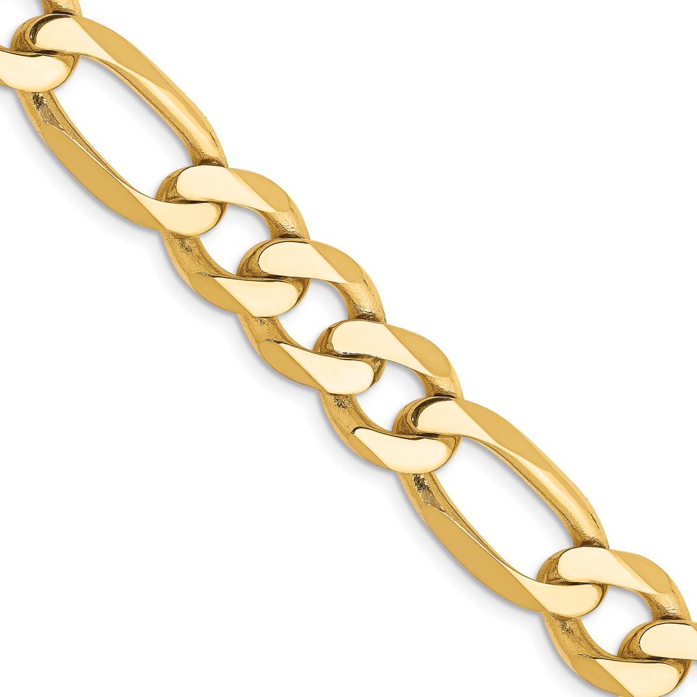 14K Yellow Gold 24" 10mm Flat Figaro Chain Necklace with Lobster Clasp by Oro Pregiato