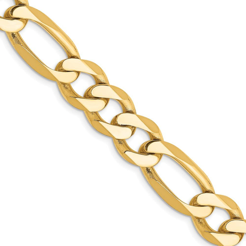 14K Yellow Gold 24" 10mm Flat Figaro Chain Necklace with Lobster Clasp by Oro Pregiato