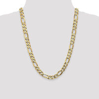14K Yellow Gold 24" 10mm Flat Figaro Chain Necklace with Lobster Clasp by Oro Pregiato