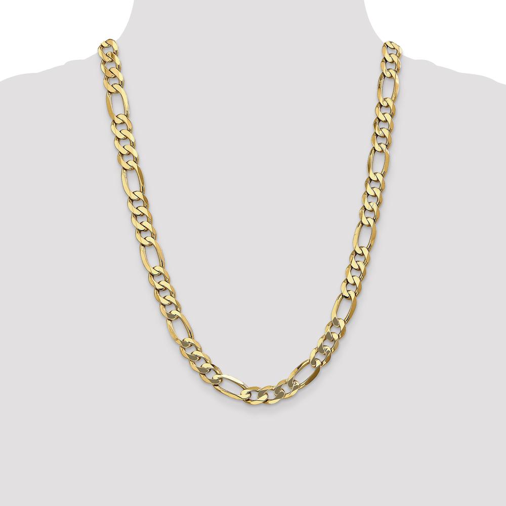 14K Yellow Gold 24" 10mm Flat Figaro Chain Necklace with Lobster Clasp by Oro Pregiato