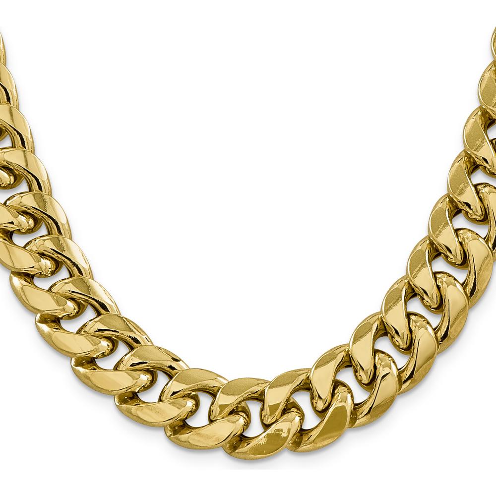14K Yellow Gold 24" 15mm Semi-Solid Miami Cuban Chain Necklace with Lobster Clasp by Oro Pregiato