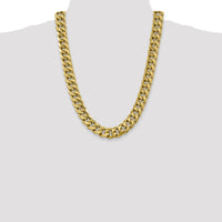 14K Yellow Gold 24" 15mm Semi-Solid Miami Cuban Chain Necklace with Lobster Clasp by Oro Pregiato