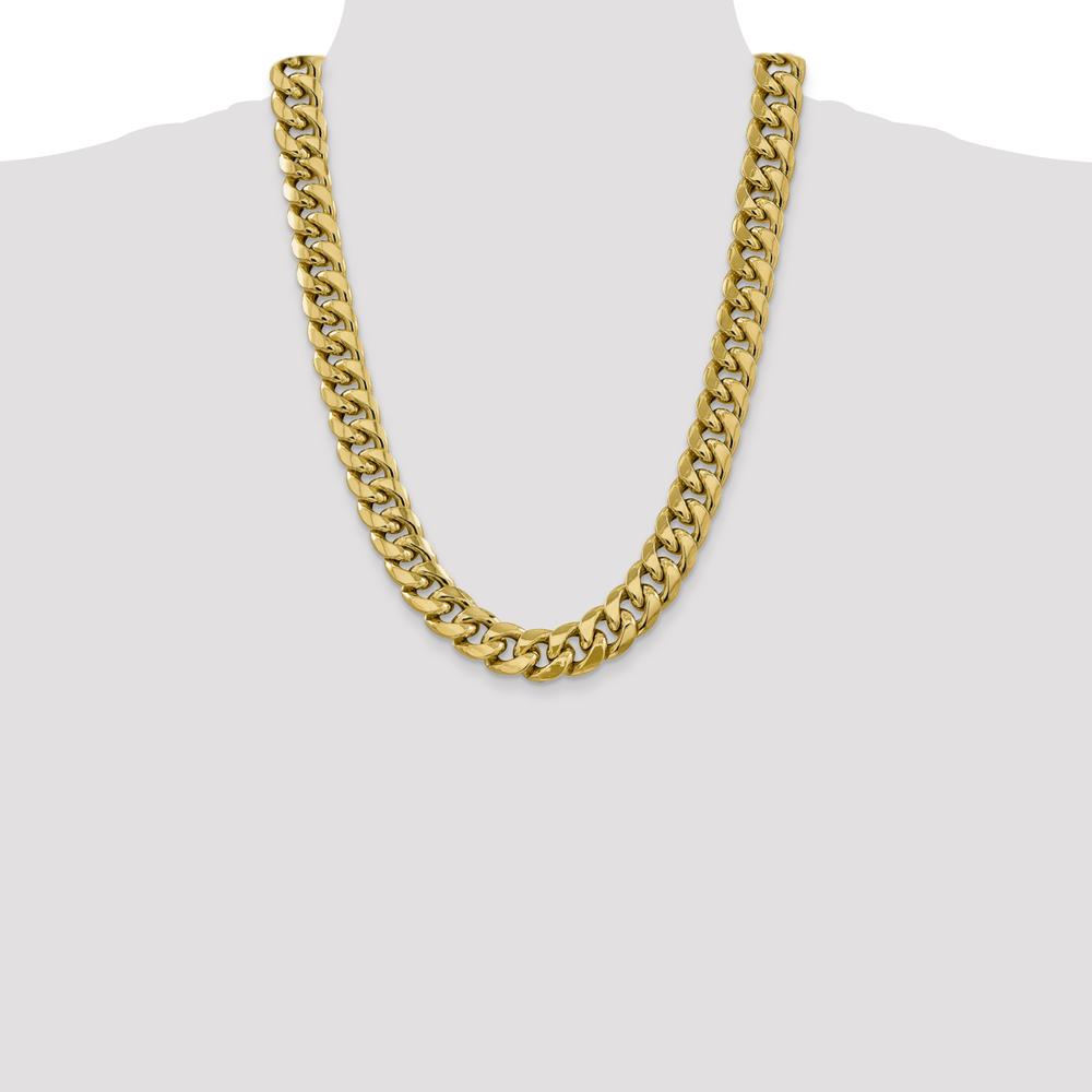 14K Yellow Gold 24" 15mm Semi-Solid Miami Cuban Chain Necklace with Lobster Clasp by Oro Pregiato