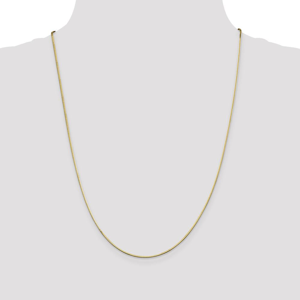 14K Yellow Gold 24" 1mm Polished Octagonal Snake Chain Necklace by Oro Pregiato