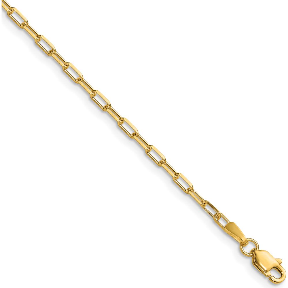 14K Yellow Gold 24" 2.1mm Beveled Paperclip Chain Necklace by Oro Pregiato
