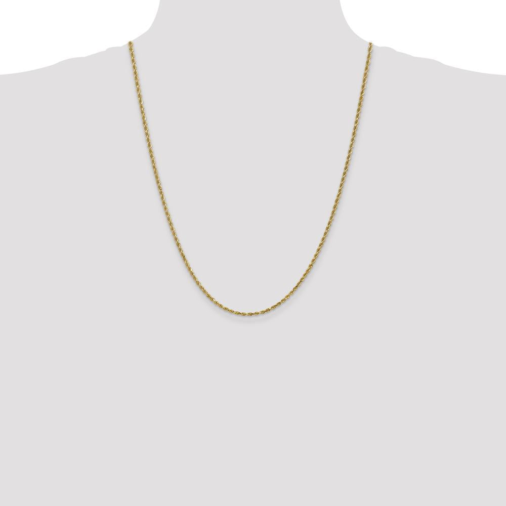 14K Yellow Gold 24" 2.25mm Diamond-Cut Rope Chain with Lobster Clasp