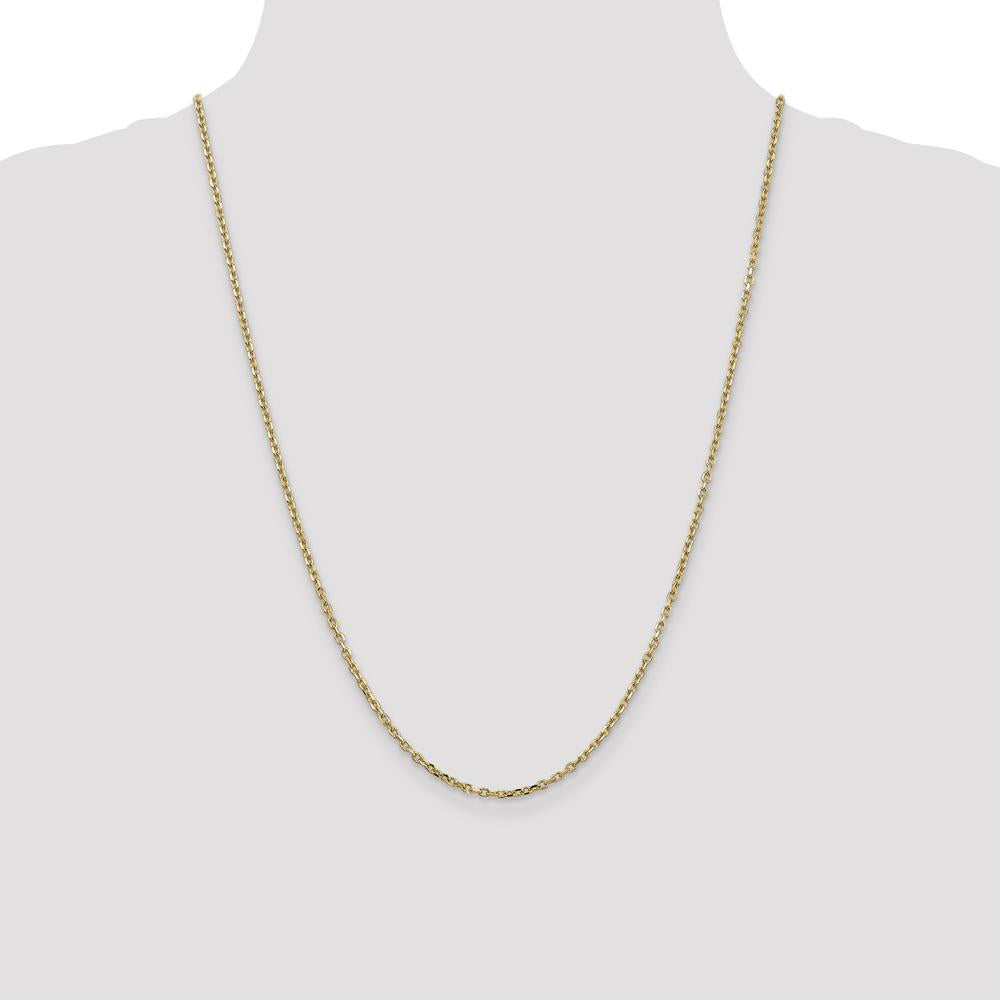 14K Yellow Gold 24" 2.2mm Diamond-Cut Cable Link Chain with Lobster Clasp by Oro Pregiato